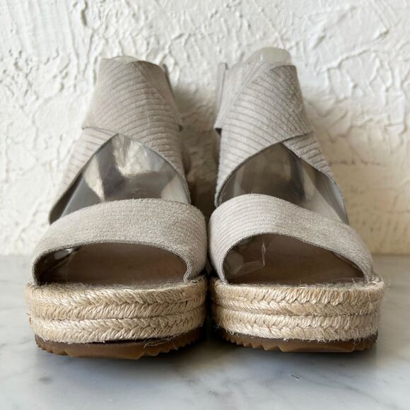 Eileen Fisher Grey Suede Platform Wedge Sandals Espadrille - Women's 8.5 - Picture 4 of 9